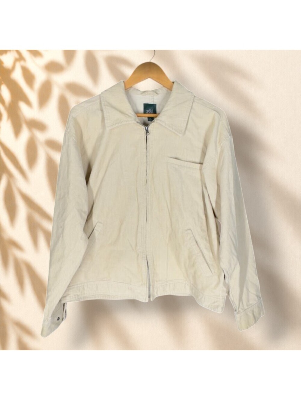 Wild Fable Jacket Women M Medium Beige Corduroy Full Zip Collared Long Sleeve
